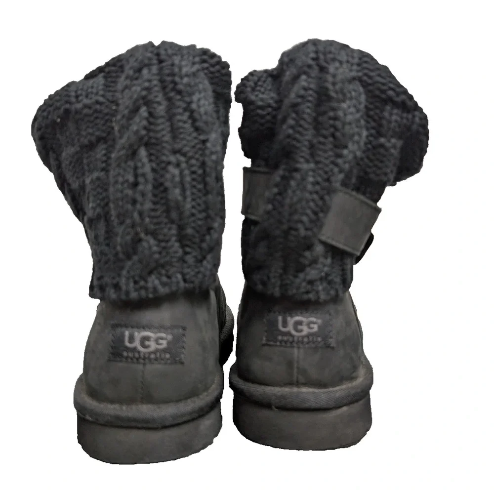 Ugg Austrailia Cassidee Boots Womens 9 Black Sweater Cuff Sherpa Y2K Outdoors